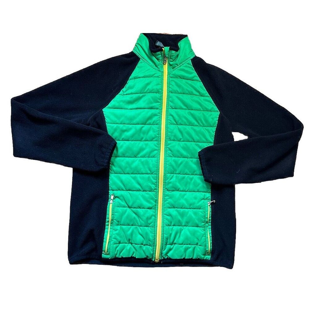 LAUREN RALPH LAUREN USED WOMEN MedGREEN/BLACK YELLOW NYLON/FLEECE JACKET JAMAICA